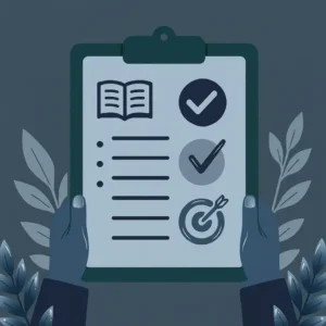 Ilustración de una checklist para evaluar la calidad de un curso online.