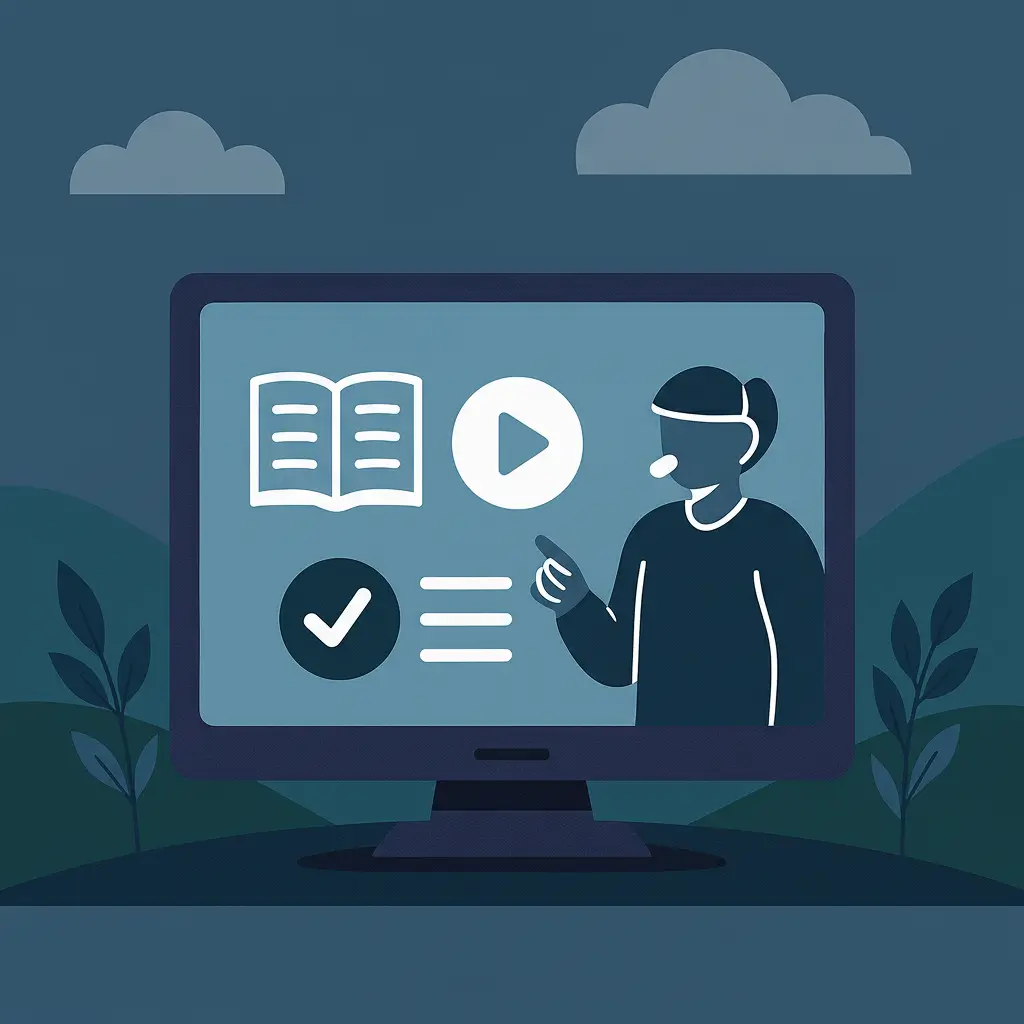 Ilustración de un análisis detallado del contenido de una formación online.