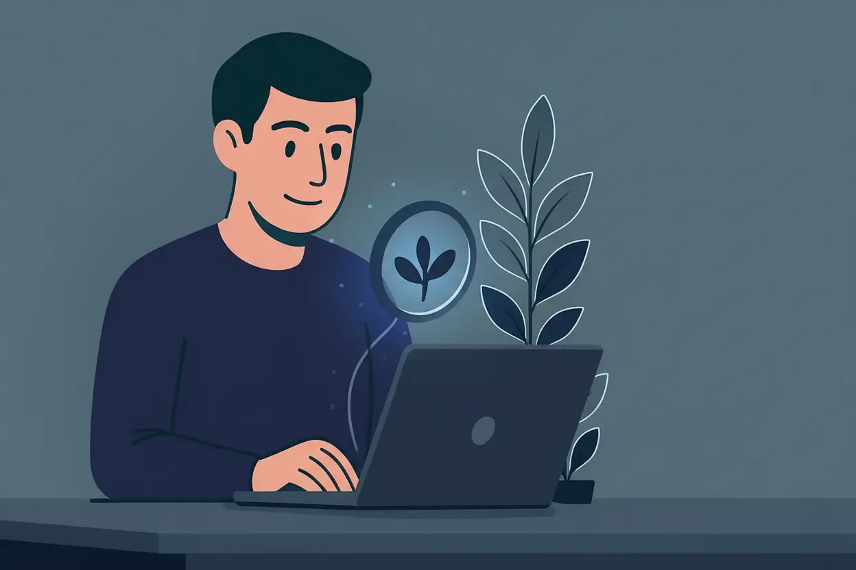 Ilustración de un perfil profesional analizando marketing digital.