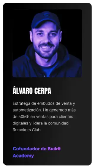 Álvaro Cerpa, estratega de embudos de venta y automatización, cofundador de Buildt Academy