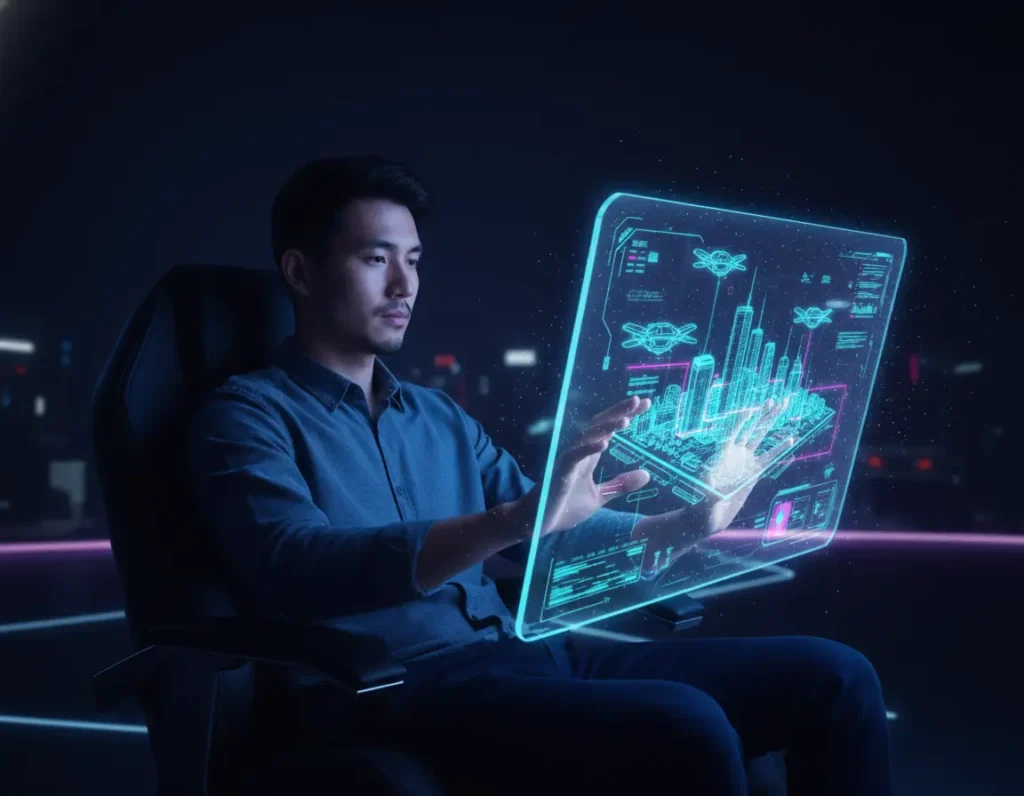 Profesional analizando datos y procesos mediante automatización e inteligencia artificial, enfoque del curso Automation IA Manager de Buildt Academy