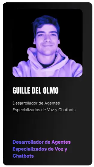 Guille del Olmo, desarrollador de agentes de voz y chatbots basados en inteligencia artificial
