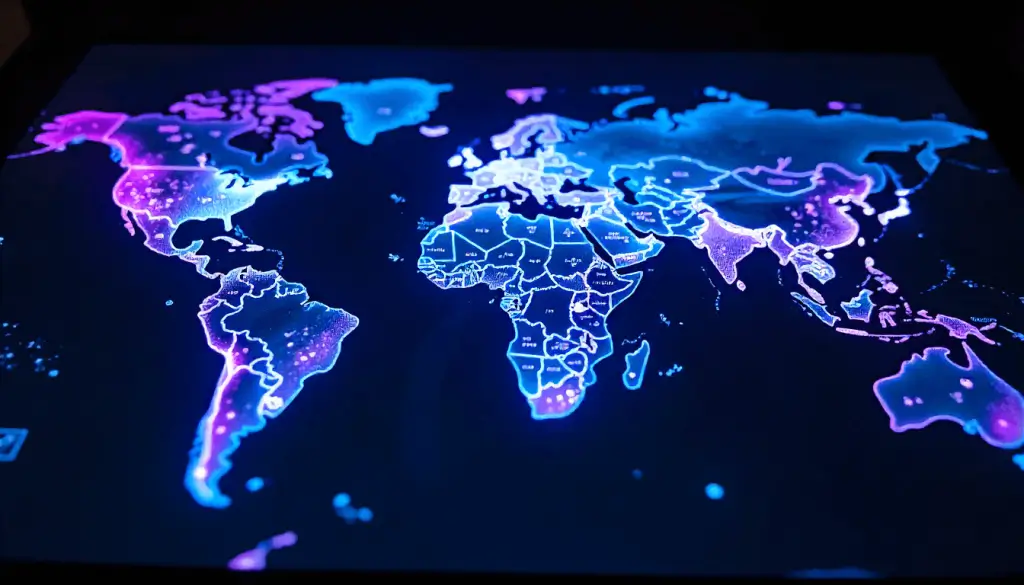 Mapa mundial digital que representa la presencia global y el impacto internacional de la formación en automatización e inteligencia artificial