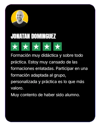 Opinión de Jonatan Domínguez, alumno de Buildt Academy, sobre la formación práctica, personalizada y orientada a la aplicación real